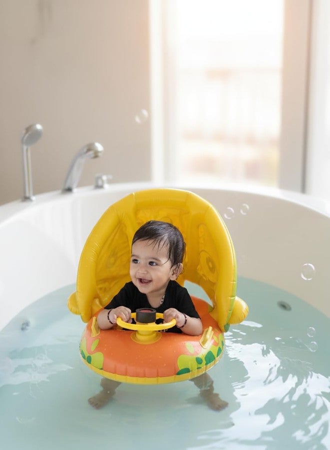 ProKart Baby Pool Float - Baby Water Play Mat Water pad for Infants Toddlers | Infant Training Bath Float | Inflatable Toddler Swim Float with Sunshade (Dolphin Pool Float, Pack of 1) - Image 2